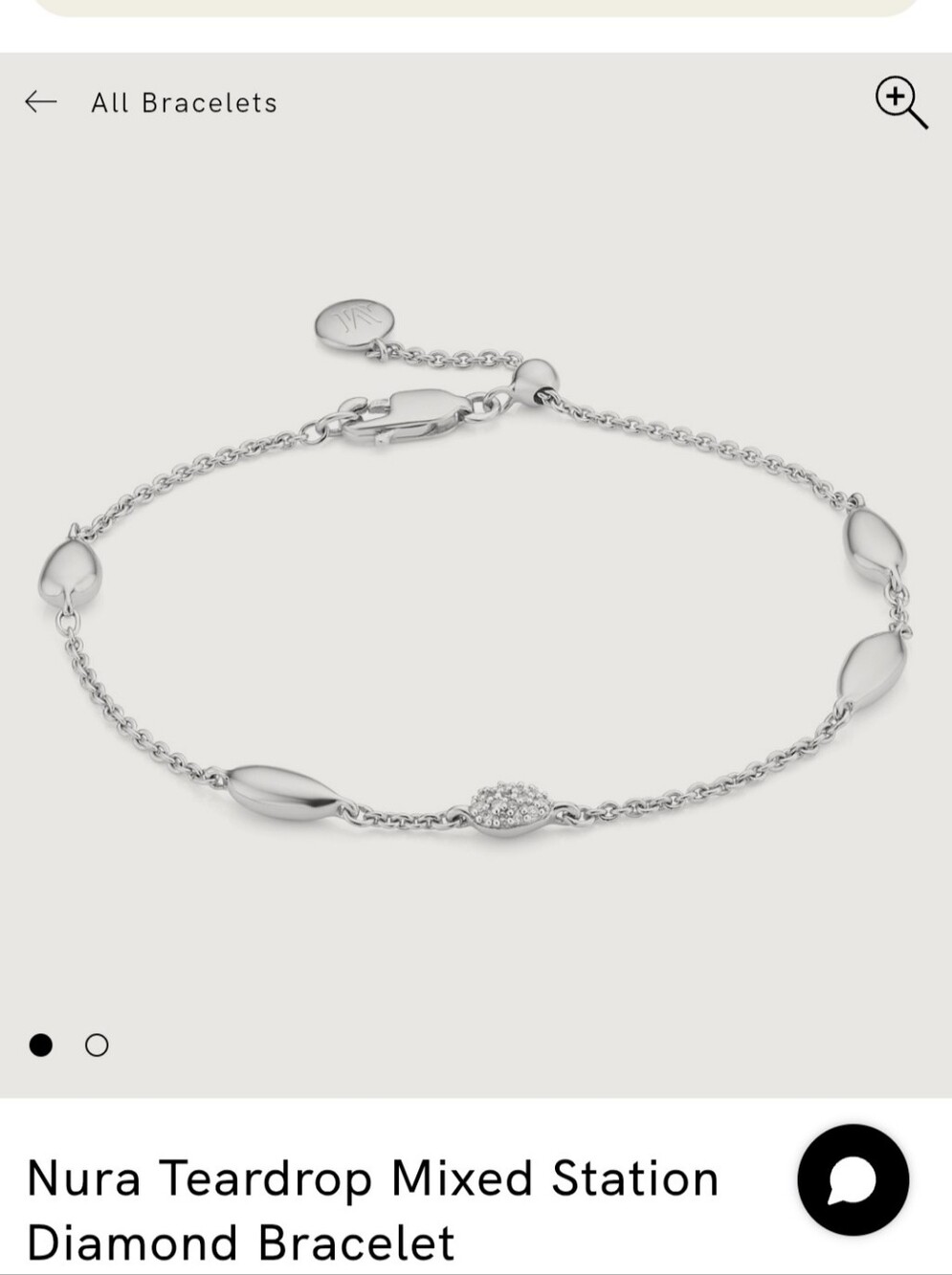 Monica Vinader Teardrop Mixed Station Diamond Bracelet - Silver
